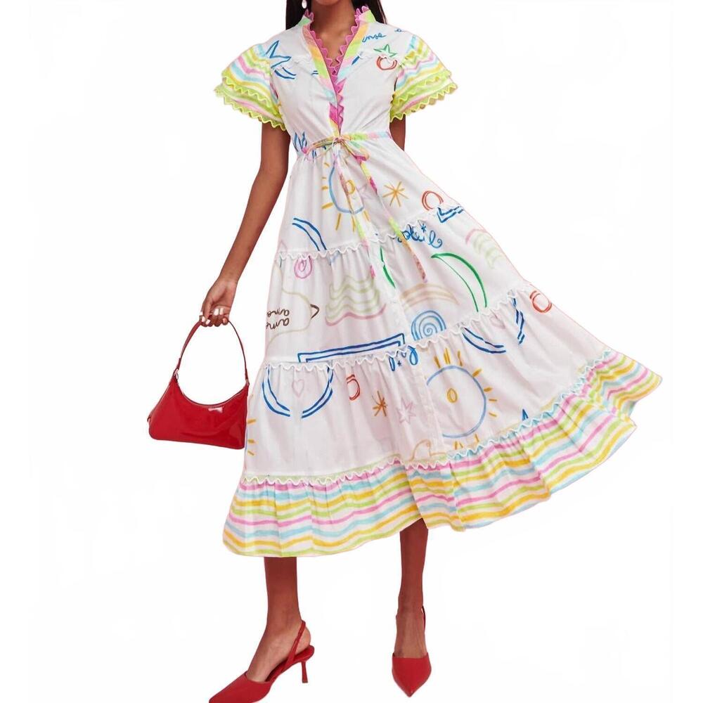NEW BEULAHSTYLE graffiti dress in white